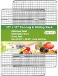 Spring Chef Cooling Rack & Baking Rack - 100% Stainless Steel Cookie Cooling Racks, Wire Rack for Baking, Oven Safe 10 x 15 Inches Fits Jelly Roll Pan - Cooling Racks for Cooking and Baking, Set of 2