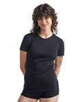 Icebreaker Merino Women's 175 Everyday Cold Weather Base Layer Thermal Short Sleeve Crewneck T-Shirt, Black, X-Large