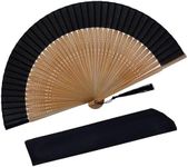 STHUAHE Hand Held Fan for Women Foldable, Chinese Japanese Vintage Bamboo Silk Folding Fans Hand Fan for Dance Music Festival Wedding Church Decoration (Sexy Bamboo)