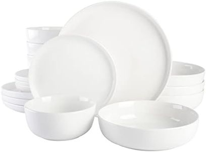 Gibson Home Oslo Porcelain Chip and Scratch Resistant Dinnerware Set, Service for 4 (16pcs), White