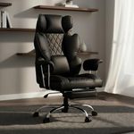DROGO Ergonomic Office Chair for Work from Home 400LBS, PU Leather Computer Chair for Study with High Back, Cushion Seat, Armrest, Head & Lumbar Support | Gaming Chair with Footrest & Recline (Black)