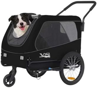 Tiggo VS Pets L Hundeanhänger & Jogger 2-in-1 Hundebuggy, Fahrradanhänger Klappbar,groß ca. 250 Liter Volumen, für Hunde bis 35kg (SCHWARZ)