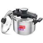 Prestige Clip On Stainless Steel Outer Lid Pressure Cooker With Glass Lid (5 Litres, Set Of 2, Metallic Silver), 5 Liter