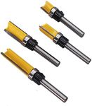 4Pcs 1/4 Inch Shank Hinge Mortising Flush Trim Template Router Bit Set with Ball Bearing Router Bits Wood Milling Cutter Tool