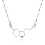 Clearine 925 Sterling Silver Happiness Neurotransmitter Necklace, Serotonin Molecule Chemistry Necklace Birthday Christmas Jewellery Gifts for Science Lovers/Women/Girls