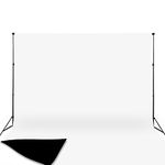 Easy-Going 5Wx7L ft Black/White Background Muslin Backdrop, Photo Studio, Collapsible High Density Screen for Video Photography and Television