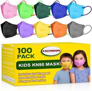 KN95 Masks Disposable for Kids, 5 Layer Protection 100 Pack Individually Wrapped KN95 Masks Children Size Breathable Adjustable Face Mask for Girl and Boy, Mascarillas para Niños Aged 4-12