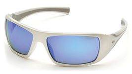 Pyramex Goliath Safety Eyewear White Frame Ice Blue Mirror Lens