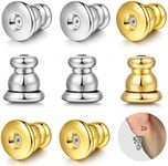 Moconar Locking Earring Backs for Studs, Hypoallergenic 18k Gold Bullet Earring Backs Replacements for Studs/Droopy Ears, Secure Comfort Locking Backing for Sensitive Ears, 2pair Gold 2pais White Gold