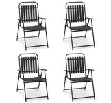 PIZZELLO Patio Folding Chairs Set of 4, Outdoor Portable Dining Chairs with Armrests, High Back and Lightweight Metal Frame, Foldable Chair Sets for Garden Porch Poolside Deck, No Assembly, Black