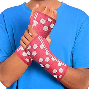 Sparthos Wrist Support Sleeves (Pair) – Compression Wrist Brace for Men and Women - Carpal Tunnel Tendonitis Arthritis Pain Relief Wrist Pain Strains Sprains Bursitis Improve Circulation (Pink-L)