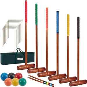 SpexDarxs 35’’ Croquet Set, Imitation Mahogany Six Player Croquet Set with Premium Wooden Mallets|Colored Balls|Wickets|Stakes| Carrying Bag, Outdoor Family Game for Lawn/Backyard Game/Park