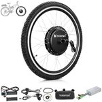 Voilamart Electric Bicycle Wheel Kit 26" Front/Rear Wheel 48V 1000W E-Bike Conversion Kit, Cycling Hub Motor with Intelligent Controller and PAS System for Road Bike(Without Battery) (Front Wheel)