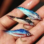 Tigofly 12 pcs Wounded Minnow Fly Ice Dub UV Polar Fry Slowly Sinking Salmon Trout Steelhead Fly Fishing Flies Lures Set-Size 8