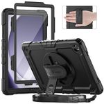 Timecity for Samsung Galaxy A9+/A9 Plus Case 11 Inch 2023,Heavy Duty Shockproof Case with Screen Protector, 360 Rotating Stand/Hand Strap/Pencil Holder for Galaxy A9+ tablet cover Kids SM-X210,Black