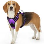 Eagloo Dog Harness No Pull, Walking Pet Harness with 2 Metal Rings and Handle, Adjustable Reflective Breathable Oxford Soft Vest Easy Control Harness for Small Medium Large Dogs, Purple, S