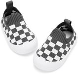 BACSAC Baby Toddler Shoes Boys Girls Infant Lightweight Breathable Walking Sock Sneakers 6-36 Months White Dark Grey,12-18 Months