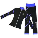 LIUHUO Figure Skating Spiral Jacket Pants Fleece Pants for Girls Black Pants for Women, RoyalBlue, 8-10 Years