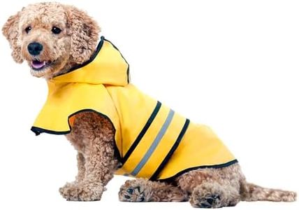 Fashion Pet Dog Raincoat for Small Dogs | Dog Rain Jacket with Hood | Dog Rain Poncho | 100% Polyester | Water Proof | Yellow w/Grey Reflective Stripe | Perfect Rain Gear for Your Pet! by Ethical Pet