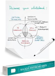 Easycling Magique Film autocollant pour tableau blanc – Film électrostatique avec 25 feuilles et 1 marqueur pour tableau blanc, pour toutes les surfaces dures, adhère sans colle ni aimants, 60 cm x 80