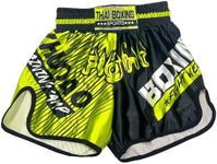 TAIKMD Muay Thai Shorts for Children Traditional MMA Gym Kickboxing Boxing Training Active Shorts, Green, Small