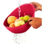 Frenchware (Red, 1 Unit) Plastic Colander Bowl, Premium-Grade Plastic, 100% Food Safe, BPA-Free, Dishwasher Safe