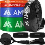 Amonax Assisted Pull Up Band Set Strength Training Equipment Attachment Resistance Bands Men, Home Gym Fitness Workout Power Bands, Long Loop Assistance Bands, Exercise Stretch Band Door Anchors inc.