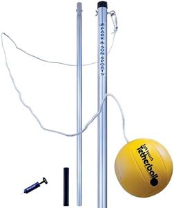 Park & Sun Sports Permanent Outdoor Tetherball Set with Accessories (2-Piece Pole) Yellow & Silver, 10.25 feet