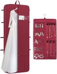 KEEGH 72" Wedding Dress Garment Bag Trifold Dress Bags for Gowns Long Travel Bridal Wedding Dress Cover with Hanging Jewelry Organizer & Adjustable Handles for Wedding dress, Prom Evening Gown, Red