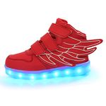 ANEMEL Wings Children's 7 Colors LED Shoes Flashing Rechargeable Sneakers Dance Shoes for Kids Toddler-Red/US Little Kids 12M/EUR 30