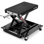VIVOHOME 500KG Heavy Duty Steel Wide Deck Motorcycle Lift Jack Scissor Elevators Stand Hoist with Dolly and Hand Crank for ATV, Bikes, Garage Repair