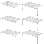 iPEGTOP Set of 6 Large (15.7 x 9.4 Inch) Kitchen Cabinet Organizer Shelf, Wire Freezer Storage Shelves Rack, Rustproof Steel Metal Shelf Riser for Dish Plates Pantry Cupboard Organization, Chrome