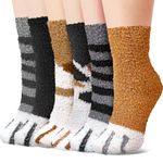 Stocking Stuffers Fuzzy Socks Birthday Christmas Gifts for Women Mom Warm Cat Paw Socks Secret Santa Gift Ideas Gifts for Her Wife Girlfriend Cozy Soft Cute Animal Fluffy Socks Cadeau Femme Noel