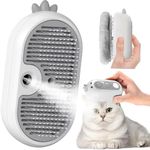 Cat Steam Brush with Release Button, Rechargeable Pet Steam Brush for Long Short Hair Cats Dogs Rabbits, Self Cleaning Slicker Steamy Cat Brush With Water Tank for Pet Shedding Grooming