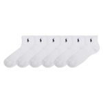 Polo Ralph Lauren Women's Performance Cotton Ankle Socks-6 Pair Pack-Breathable Mesh & Sport Cushioning Quarter, White, 3.5-9 UK (Pack of 6)