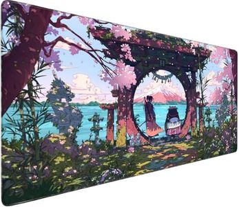 Large Extended Mouse Pad with Stitched Edges 35.4"x15.7" - Waterproof Desk Mat, Non-Slip Rubber Base for All-Desk Coverage, Perfect for Gaming Office Home, Sakura
