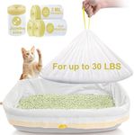 ELEGX 60 Count Litter Box Liners,3MIL Extra Thick Heavy Duty 46" x 18" Jumbo Drawstring Cat String Liners,Fit for Most Litter Boxes,HDPE Material,Tear & Leak Resistant,Kitty Litter Pan Bag