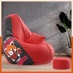 Biggie Bean Bag with Beans Filled 4XL VibeBoost Premium Bean Bag with Free Cushion and Footrest - Official : Quirky Quotes Combo (Matching Color : Regular, Not Sensitive-Red)