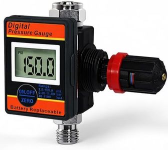 LE LEMATEC Digital Air Pressure Regulator with Locking Valve for Air Slip Prevention, 1/4 NPT Inline Airflow Regulator Up to 160 PSI for Air Compressor, HVLP Spray Paint Gun & Pneumatic Tools (DAR03B)