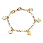 Tiny Simple Fashion Dangling Hearts Charm Bracelet for Teens for Small Wrists 5 Inch 18K Gold Plated Brass