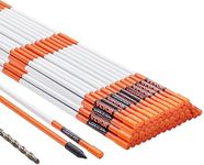 VEVOR Driveway Markers, 50 PCS 48 inch, 0.31 inch Diameter, Orange Fiberglass Poles Snow Stakes with Reflective Tape, 12" Steel Drill Bit & Protection Gloves for Parking Lots, Walkways Easy Visibility