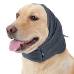 Lelepet Dog Snood Dog Ear Muffs, Dog Ear Cover Noise Protection, Dog Ear Defenders Headwear, Dog Ear Wraps for Fireworks Anxiety Relief Dog Grooming Calming Headband Dog Neck Warmer Hood, Grey L