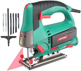 HYCHIKA Jig saw, 6.7A Jig Saw 800-3000SPM with 6 Variable Speeds, 4 Orbital Sets, Bevel Angle 45°, 6PCS Blades, Pure Copper Motor, Laser Guide, Wood Metal Plastic Cutting