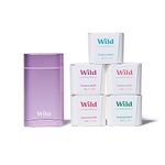 Wild - The Ultimate Full Monty Starter Kit - Purple Case with 5 x 40g Refills in a Variety of Scents - Refillable Deodorant - Aluminium Free - Long Lasting Protection - 100% Natural Ingredients