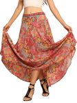 KE KANHA EXPORTS Women's Maxi Wraparound Lehanga Style Full Flared Printed Skirts for Women's/Girls/Ladies Skirt Wrap Around Women’s Free Size Long Women/Girls/Ladies (Terracotta_735)