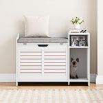 IDEALHOUSECat Litter Box Enclosure with Cushion, Hidden Cat Litter Box Furniture, Cat Litter Box Furniture with Top Opening, Flip Top Litter Box Enclosure, Cat House