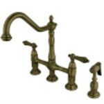 Kingston Brass KS1273ALBS Heritage Kitchen Faucet with Sprayer, 8-3/4", Vintage Brass