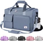 Gym Bag, Travel Bag Sport Duffel Bag with Wet Pocket, Gym Duffle Bag Foldable Men Women Travel Fitness Holdall Barrel Sports Overnight Weekender Bags for Gym Travel Swimming