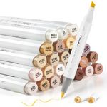 Ohuhu Skin Tone Alcohol Markers Brush Tip - Double Tipped Skin Color Markers for Artist Adults Coloring Illustration - 24 Portrait Skin Colors - Chisel& Brush - Honolulu - Refillable Alcohol-based Ink