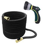 TheFitLife Expandable Garden Hose 50FT - Flexible Hose with Mutiple Layer Latex Inner and Solid Brass Fittings Free Spray Nozzle, 3/4 USA Standard Easy Storage Kink Free Retractable Water Hose